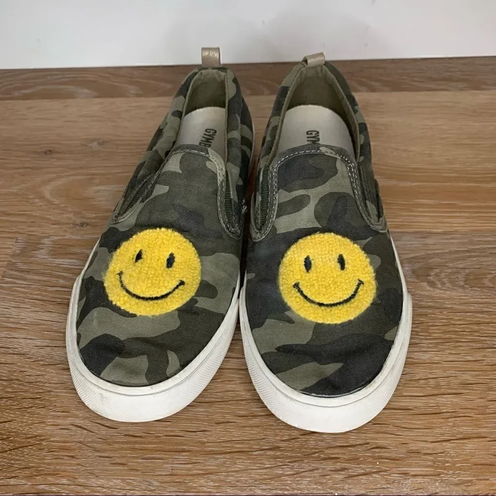 Gymboree Kids Unisex Size 4 Camo Smile Slip On Sneakers